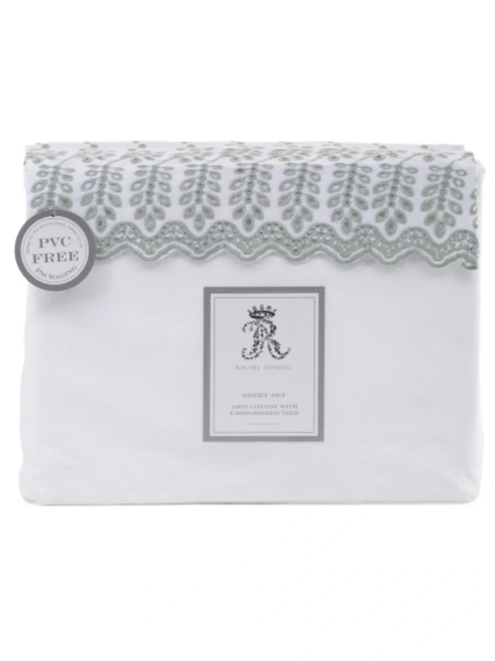 Rachel Ashwell White Sheet Set with eyelet trim